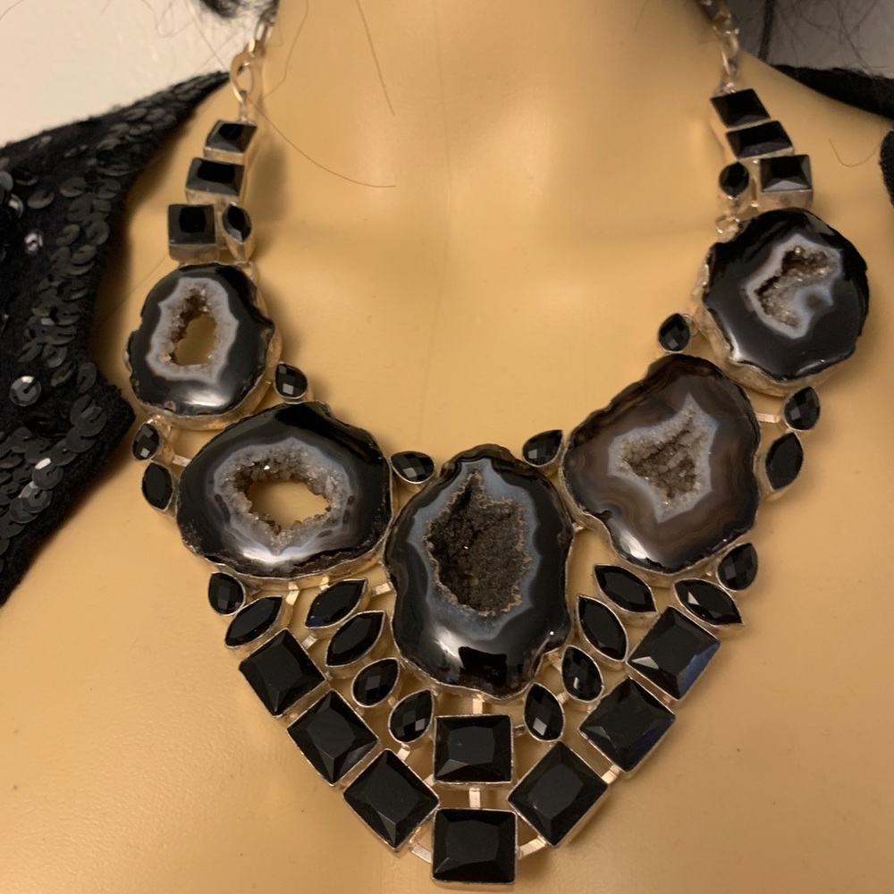 BEST ONYX DRUZY NECKLACE-Sterling